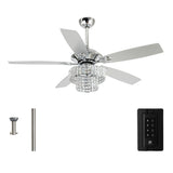 Parrot Uncle Ceiling Fans with Lights and Remote 52 Inch Bedroom Ceiling Fan with Light Crystal Chandelier Fans, Reversible Moto