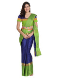 Leriya Fashion Womens Cotton Silk Solid Saree with Belt-Free Size (Blue)
