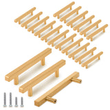 TooCust 20 Pack Brushed Brass Kitchen Cabinet Handles, Cabinet Pulls with 3-3/4 Inch (96mm) Hole Centers, Gold Dresser Handle wi