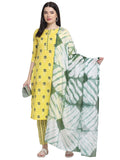 Anni Designer Women'S Cotton Straight Kurta With Palazzo & Dupatta (Kpzd-Cot-10011-Yellow_Xxl_Yellow_Xx-Large),Yellow,2XL