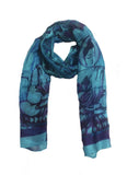 Reema Prints Women Silk Buddha Stole (Blue_50X180Cm)