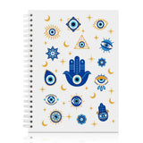 Mhfpl Evil Eye Hand of Hamsa Spiral Journal Notebook for Women Men, Protection Charm Gift for Colleagues, Birthday Graduation Gi