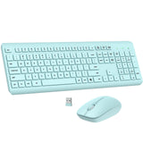 Wireless Keyboard and Mouse Combo, Full Size Silent Ergonomic Keyboard and Mouse, Long Battery Life, Optical Mouse, 2.4G Lag-Fre