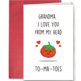 SuperShunhu Funny Birthday Card for Grandma, Tomato Pun Mothers Day Card, Mothers Day Gift from Grandchild, I Love You Card for