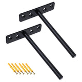 Rannb Floating Shelf Brackets 6-inch Heavy Duty Hidden Brackets Black Invisible Shelf Support for Floating Wood Shelves - 2pcs