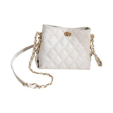 Ecomistiq Womens Shoulder Bag Quilted Chain Crossbody Bag For Traveling Party White