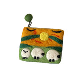 Merishopp Felt Zipper Coin Purse Soft Adorable Casual Compact Animal Felt Small Wallet Orange