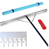 Super 4Ft Wide Heavy Duty Rake with Extendable 16Ft Long Handle for Seaweed beach screening landscaping raking and more (16.5