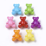 Beadthoven 100pcs Opaque Acrylic Bear Pony Beads Mixed Pastel Color Small Animal Beading Charms Beads Loose Spacer for Necklace
