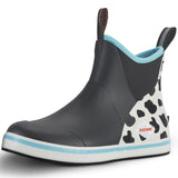 Showave Women's Deck Boots Waterproof Ankle Rain Footwear Non-Slip Rubber Boots for Boating Fishing Gardening Farming, Cow Print