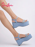 Shoetopia Women'S Girls-Sandal-1404 Wedge Sandal-8 Kids Uk (Girls-Sandal-1404-Blue)-Eu36,Blue,8,B0D54H6RF5