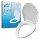 Huttdmel Elongated Toilet Seat 18.5, Soft Close Quiet Lid, Top & Bottom Mount, Never Loosen Hinges, Easy Install, Heavy Duty PP