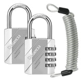 2 Pack disecu 4 Digit Combination Lock, Outdoor Waterproof Padlock with Steel Cable for Gym Locker, Sports Locker, Helmet, Gate,