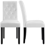 Yaheetech Faux Leather Dining Chairs, Button Tufted Dining Room Chairs with Rubber Wood Legs for Living Room/Kitchen, Set of 2,