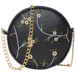 Adisa Women Girls Round Embroided Sling Bag (Black),Black,,B09GK3XQCF