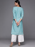 Libas Women'S Cotton Yoke Design Straight Kurta (23637O_Blue