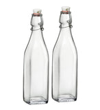 Bormioli Rocco Swing Top Glass Bottle (Set of 2) - 17 oz Reusable Container with Secure Metal Clasp, Ideal for Homemade Juices,