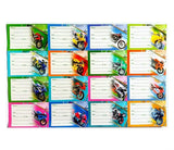 Pmw New Book Name Stickers Sports Bike Series School Labels for Kids Pack of 16 Random Model