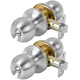 RAFECIEE Privacy Door Knob Keyless Door Knobs Interior with Lock Bathroom Door Knob with Lock Satin Nickel Doorknob 2 Pack