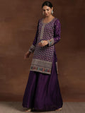 Libas Women'S Silk Blend Kurta Sets (48608_Purple Purple Xl