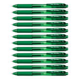Pentel 0.5mm EnerGel-X Retractable Liquid Gel Pen with Needle Tip and Green Ink, Box of 12 (BLN105-D)
