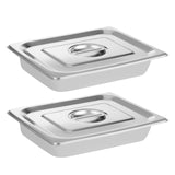 LANIAKEA 2PCS Hotel Pans with Lids Stainless Steel Steam Table Pan Restaurant Supplies 1/2 Size x 2.5 inch Deep Stainless Steam