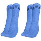 Mukhaksh (Pack Of 2 Pairs Boys Kids Sky Blue Socks With Navy Blue Stripes Border Lining Sky Blue With Navy Blue Stripes Calf Len