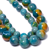 Nitopupu 28pcs 14mm Natural Yellowish Green Painted Agate Round Gem Stone Beads for Jewelry Making Adults DIY Bracelet Necklace