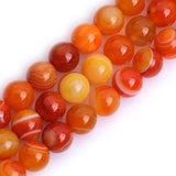 GEM-Inside Orange Banded Agate Stripe Natural Gemstone Loose Beads 10mm Round Crystal Energy Stone Power for Jewelry Making 15