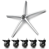 Lipshome 3300lb Heavy-Duty Chair Base Kit - 5 Brake Casters, Reinforced Alloy Legs & Universal Gas Cylinder, Office Chair Replac