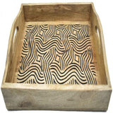 Hand-Carved Wooden Breakfast Serving Tray with Handle-Dining Serve-Ware Accessories - 15 x 10 Inches