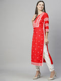 Anni Designer Women'S Cotton Blend Chikankari Embroidered Straight Kurta (Stho-Red-Nw_S_Red_Small),Red,S,Cotton Blend,Regular,Kurta