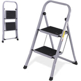 JungleA 2 Step Ladder, Small Folding Step Stool, Lightweight & Sturdy Stool Ladder for Adults, Suitable for Home, Bed, Kitchen &