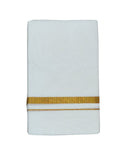 Prakasam Cotton Mens Cotton Blended White Jari Single Dhoti/Lungi (1.28X2.00 Mtrs)- Pack Of 1 (Gold Zari Dhoti)