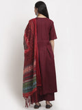 Anni Designer Women'S Cotton Anarkali Kurta With Pant & Dupatta (Rani Maroon_Xl_Maroon_X-Large),Maroon,XL,Cotton Blend,Anarkali,Dupatta