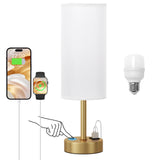 Bedside Touch Table Lamps for Bedroom Nightstand with USB-C USB-A Charging Ports, 3 Way Dimmable, White & Gold Small Lamp for Of