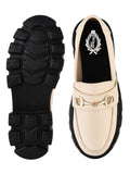 Shoetopia Smart Casual Chain Detailed Cream Loafers For Women & Girls /Uk8,Cream,8,B0C6V13ZBC