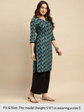 Rangita Blue Cotton Knee Length Printed Straight Kurti For Women | Kurta For Women_Xl Blue Xl 619941832959G