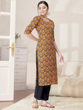 Pinkmint Kurta Set For Women Cotton Printed Straight Kurta With Pant (Pack Of 1) Multicolor22 S