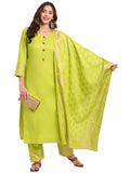 Anni Designer Women'S Cotton Straight Kurta With Palazzo & Dupatta (Kpzd-Cot-10036-Light Green_S_Light Green_Small),Light Green,S