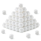 HHCFAST 96Pcs Hexagon Silicone Beads, 14mm Polygon Silicone Beads for Keychain Making, Pens and Bracelet Making(White)