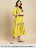 Rangita Lime Green Cotton Calf Length Embroidered Anarkali Kurti For Women | Kurta For Women_L
