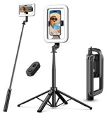 M MYBAT PRO Selfie Ring Light with 72 Tripod Stand - Extendable Selfie Stick with Light for Phone, Live Streaming, Makeup, Trave