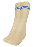 Mukhaksh (Pack Of 1 Pairs Boys Kids Beige Socks With Blue Stripes Border Lines, Podar International School Socks, 910 Years