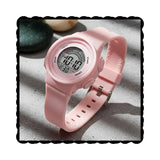 Papio Pink Color Kids Digital Watch For Womens, Girls And Boys | Led Display | Alarm, Stopwatch & Day-Date | Light Button | Sili