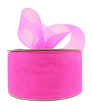 Ribbon Bazaar Plain Sheer Organza 3/8 Hot Pink 25yd Spool 100% Nylon Ribbon