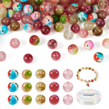 FASHEWELRY 100pcs 8mm Mixed Stone Beads Round Stone Jewelry Making Kit with Elastic String Healing Crystals for DIY Bracelet Nec