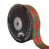 Micomon Christmas Buffalo Check Ribbon Red and Green Gingham Ribbon 25 Yards for Crafts (1, RedGreenGold)
