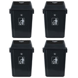 Anbers 4 Packs 13 Gallon Kitchen Trash Can with Swing Lid, Large Plastic Kitchen Garbage Cans, Grey