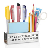 Sarcastic Office Desk Organizer Stainless Steel Sticky Note Pad Pen Holder